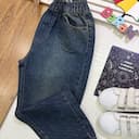 شلوار جین مام آبی تیره کمرکش 1380